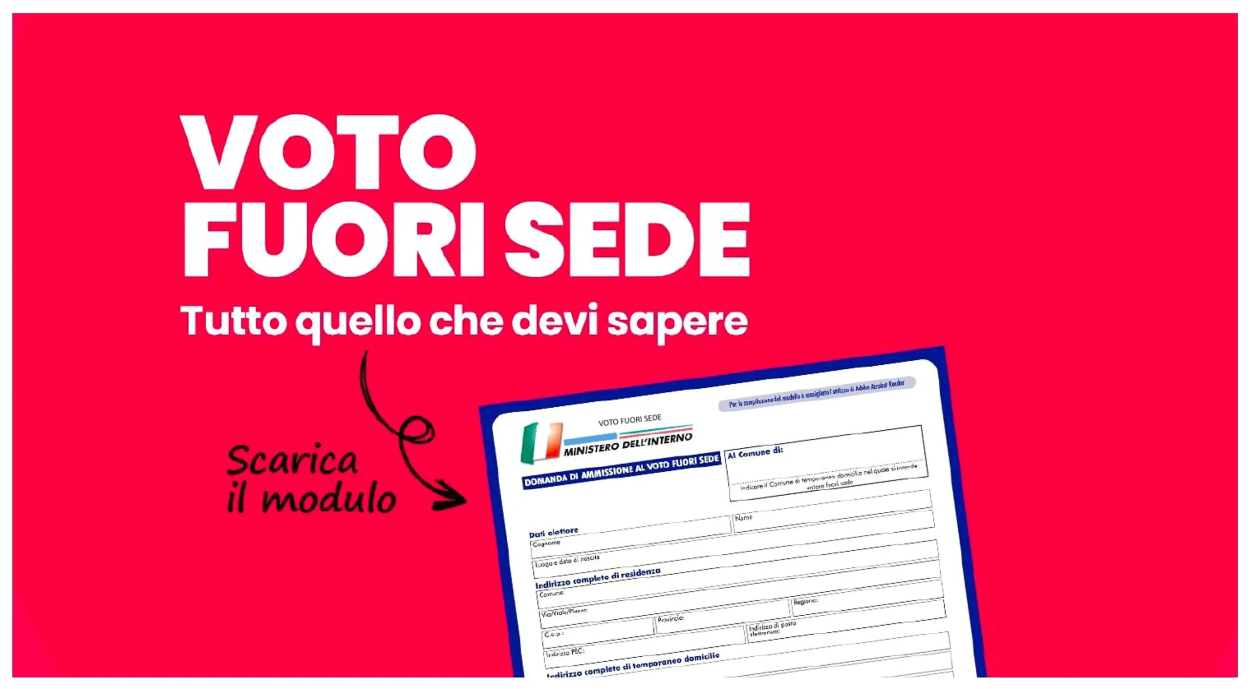 Esercizio del diritto di voto da parte degli elettori fuori sede
